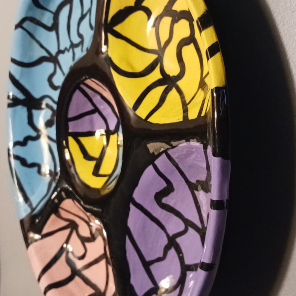 Appetizer Serving Tray Vintage Ceramic Pottery Hand Crafted Art #eshopchicago - Picture 2 of 5